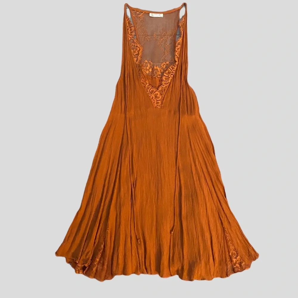 Free People Intimately Rust Boho Flowy Racerback Tunic/ Dress Size S - Picture 4 of 7